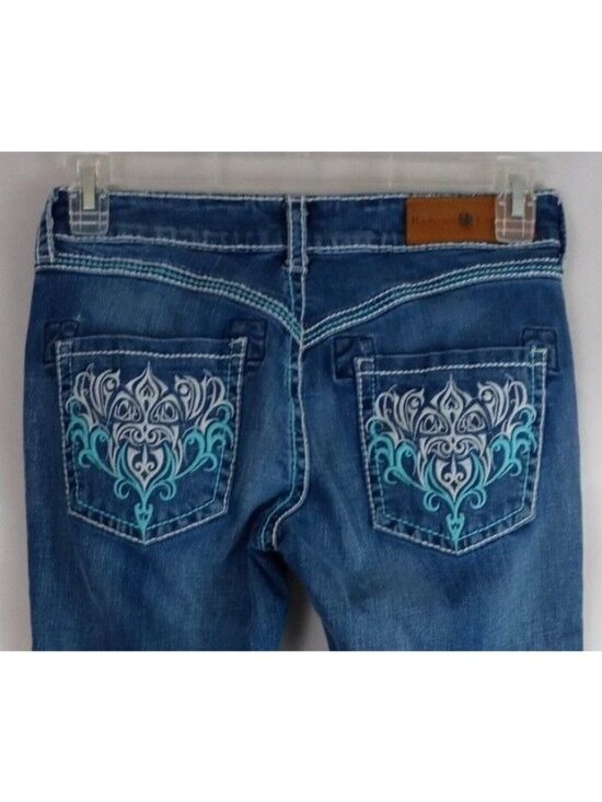Rancho Estancia Denim - Rancho Estancia Jewelled Whiskered Distressed Embroidered Jeans Size 29